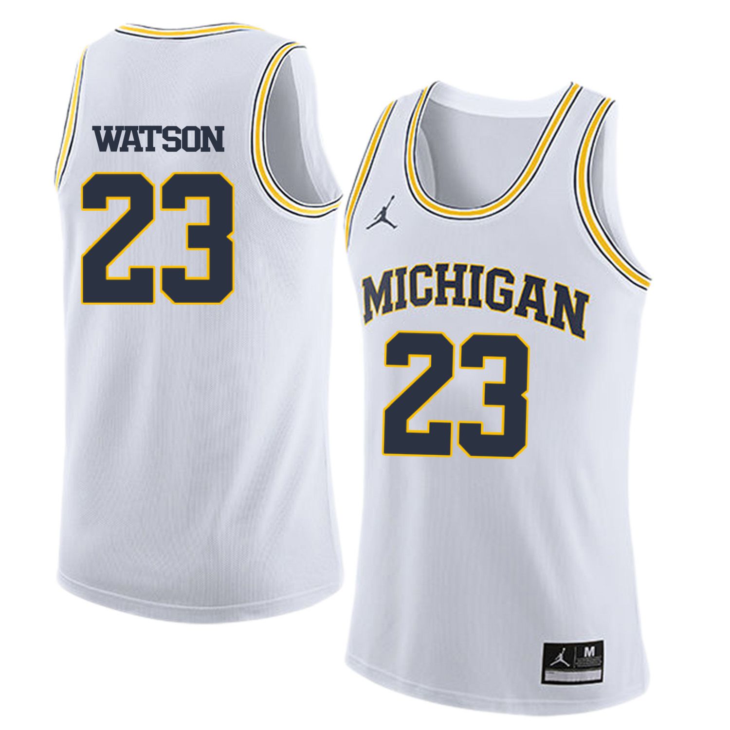 Men Jordan University of Michigan Basketball White #23 Watson Customized NCAA Jerseys->customized ncaa jersey->Custom Jersey